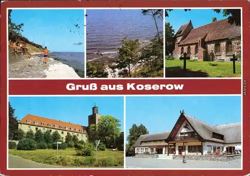 Koserow Streckelbergmauer Kirche, Krankenhaus, Forstferienobjekt Damerow g1986