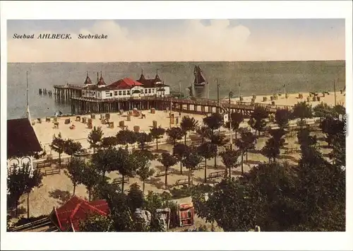 Ansichtskarte Ahlbeck (Usedom) Künstlerkarte: Seebrücke um 1920 1995