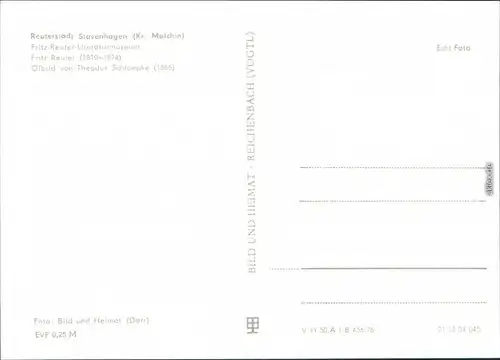 Reuterstadt-Stavenhagen Literaturmuseum: Künstlerkarte v. T. Schloepke  1976