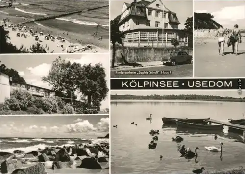 Kölpinsee (Usedom)-Loddin Strand, HOG "Seerose", Kinderkurheim, See 1969