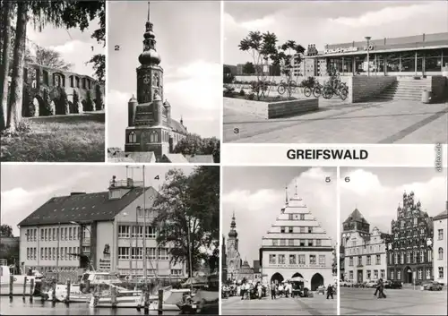 Greifswald Klosterruine,  Kaufhalle, Marineschule Platz der Freundschaft 1981