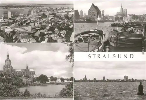 Ansichtskarte Stralsund Teilansicht, Marienkirche, Hafen 1978