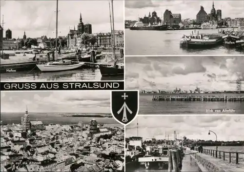 Ansichtskarte Stralsund Hafen, Altstadt, Blick von Altefähr 1976