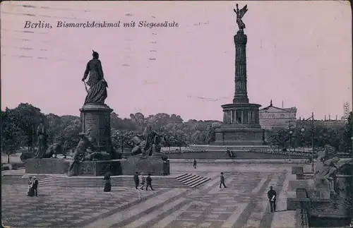 Ansichtskarte Mitte-Berlin Bismarck-Denkmal mit Siegessäule 1915