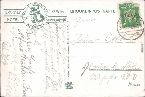 Ansichtskarte Oberharz am Brocken Teufelskanzel 1924