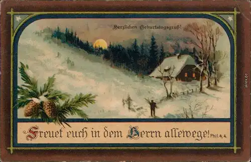 Ansichtskarte  Geburtstag - freuet euch in dem Herrn allewege 1914 