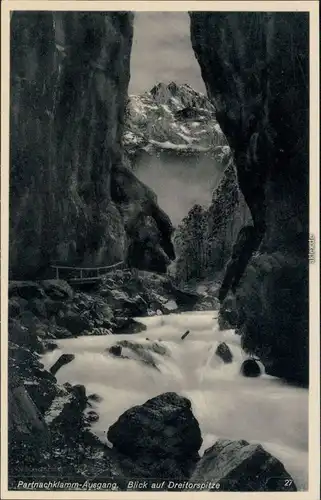 Garmisch-Partenkirchen Partnachklamm-Ausgang - Blick auf Dreitorspitze 1929