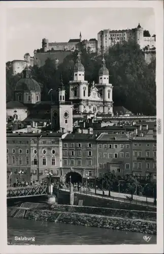 Ansichtskarte Salzburg Staatsbrücke mit Dom und Festung Hohensalzburg 1929