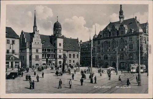 Ansichtskarte Halle (Saale) Marktplatz 1940