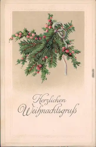 Ansichtskarte  Herzlichen Weihnachtsgruß - Tannenzweig 1913 Prägekarte
