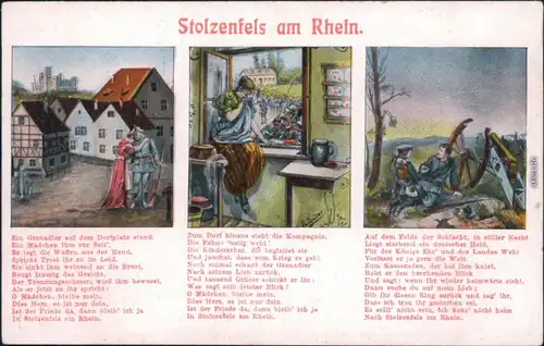Ansichtskarte Stolzenfels-Koblenz 3 Bild: historische Szenen 1914 