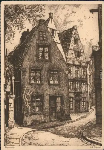 Ansichtskarte Bremen Schumacher Federzeichnung
 1920