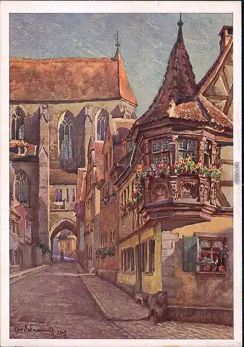 Rothenburg ob der Tauber   Gemälde v. P. Sollmann - Feuerleinserker 1934