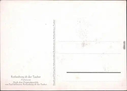 Rothenburg ob der Tauber Künstlerkarte: Gemälde v. P. Sollmann - Plönlein 1934