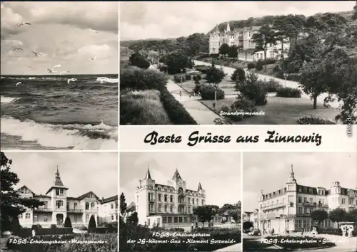 Ansichtskarte Zinnowitz Strandpromenade, Ostsee, FDGB-Erholungsheime 1970