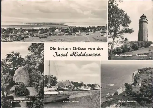 AK Insel Hiddensee, Panorama, Leuchtturm, Denkmal, Hafen, Steilküste 1970