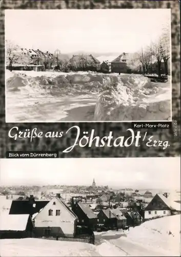 Jöhstadt (Erzgebirge) Teilansicht, Panorama - Winterlandschaft 1967
