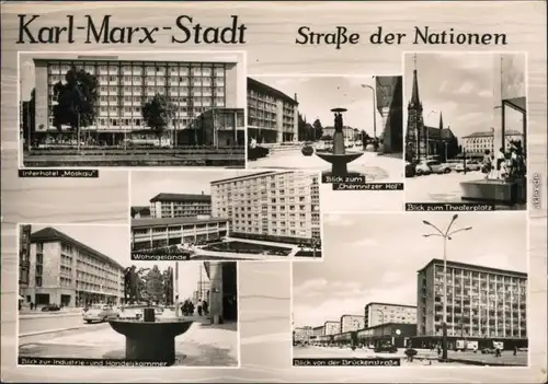 Chemnitz Interhotel Moskau, Theaterplatz, Industrie- und Handelskammer 1967