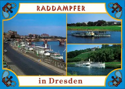 Ansichtskarte Innere Altstadt-Dresden Raddampfer, Dampferanlegestelle 1990