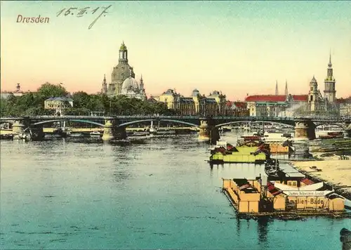 Altstadt-Dresden Repro - Carolabrücke Brücke, Blick auf die Altstadt 1900
