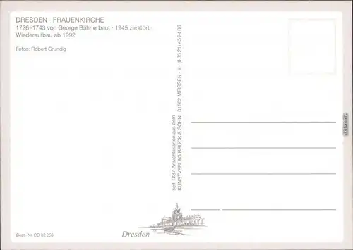 Ansichtskarte Innere Altstadt-Dresden Wiederaufbau der Frauenkirche 2000