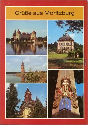 Moritzburg Schloß, Fasanenschlößchen, Leuchturm, Kirche, Postmeilensäule b1987