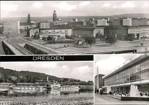 Ansichtskarte Dresden Stadtzentrum, Elbedampfer, Kulturpalast 1973