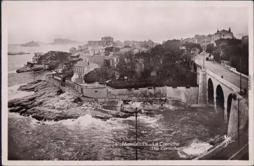 CPA Marseille Panorama von der Küste mit Brücke 1949