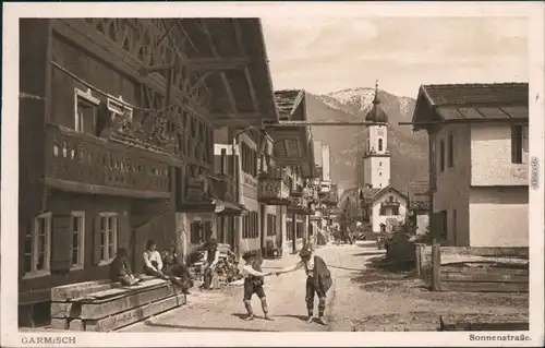 Ansichtskarte Garmisch-Garmisch-Partenkirchen Sonnenstraße, Kirche 1929