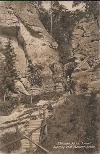 Ansichtskarte Kirnitzschtal Kuhstall - Aufstieg vom Habichtsgrund 1928