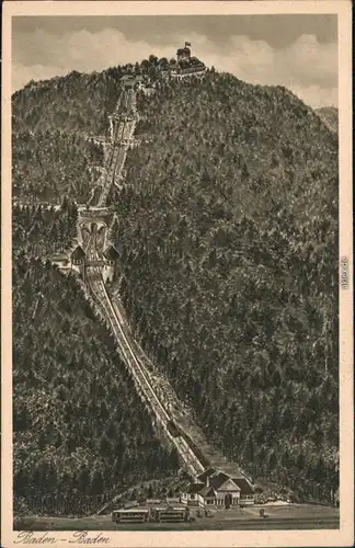 Ansichtskarte Baden-Baden Merkurbahn Künstlerkarte 1928