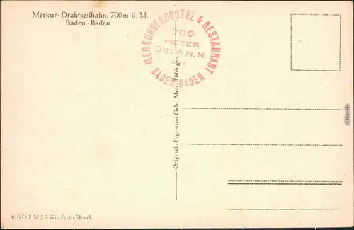 Ansichtskarte Baden-Baden Merkurbahn Künstlerkarte 1928