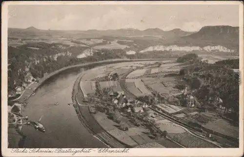 Ansichtskarte Rathen Sächsische Schweiz - Basteigebiet - Elbansicht 1929 
