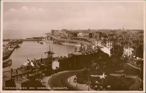 Ansichtskarte Ramsgate Hafen und Panorama 1929