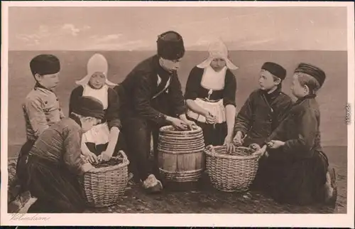 Ansichtskarte Edam-Volendam Fischer, Kinder Fangkörbe 1930
