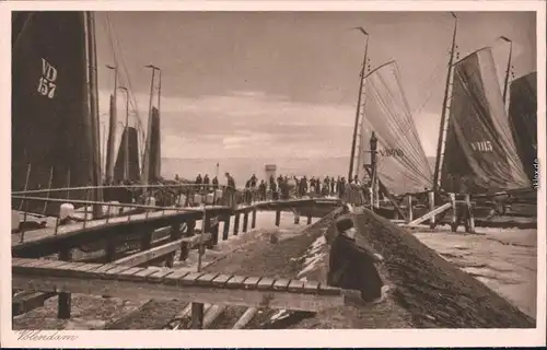 Ansichtskarte Edam-Volendam Partie am Hafen - Steg, Segelboote 1930