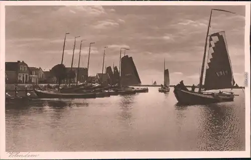 Ansichtskarte Edam-Volendam Partie im Hafen Segelboote 1930