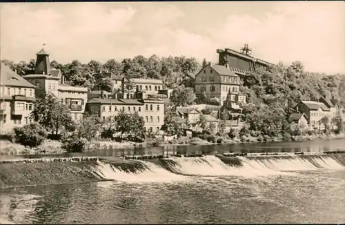 Ansichtskarte Bad Kösen Partie am Saalewehr 1957