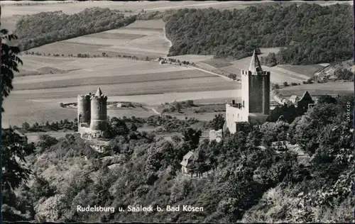 Ansichtskarte Bad Kösen Rudelsburg und Burg Saaleck 1960
