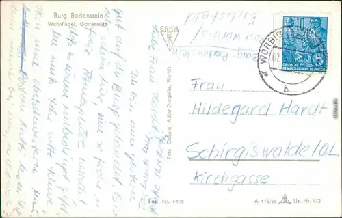 Ansichtskarte Wintzingerode Burg Bodenstein 1955