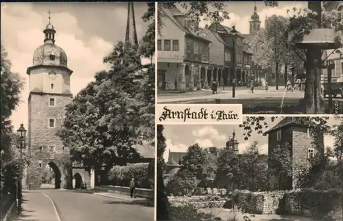 Ansichtskarte Arnstadt Riedtor, Brunnen, Einkaufspassage 1962