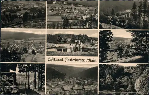 Finsterbergen-Friedrichroda Panorama, Teilansicht, Schwimmbad, See 1957