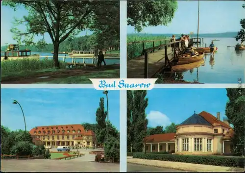 Ansichtskarte Bad Saarow Bootsanlegestelle, See, Bahnhof, Kurhaus 1963