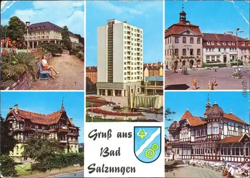 Bad Salzungen Kurhaus, Hochhaus am Leninplatz, Markt, Kindersanatorium   g1982