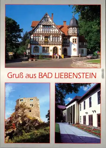 Ansichtskarte Bad Liebenstein Postamt, Burgruine, Kurtheater 1995