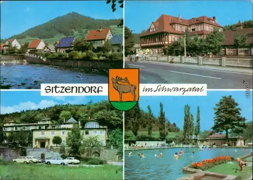 Ansichtskarte Sitzendorf Schwarza, Hotel, Schwimmbad 1970