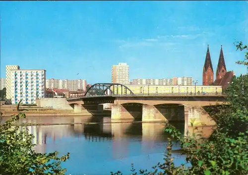 Frankfurt (Oder) Blick von der VR Polen, Oderbrücke 1986