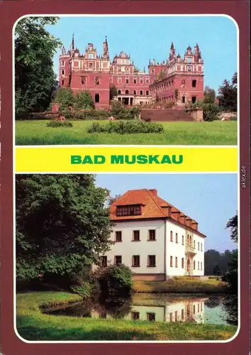 Bad Muskau Neues Schloss Ruine und Altes Schloß mit Teichanlage 1984