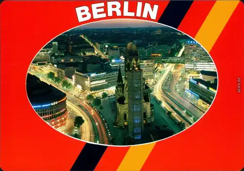 Charlottenburg-Berlin Kaiser-Wilhelm-Gedächtniskirche bei Nacht 1995