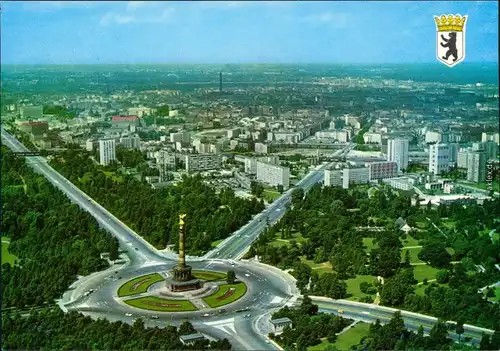 Ansichtskarte Berlin Luftbild - Siegessäule, Hansaviertel 1980